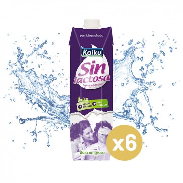 Leche Kaiku sin lactosa semi-desnatada (Pack 6 x 1L)