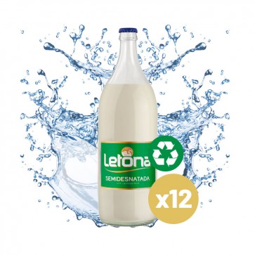 Leche Letona Semidesnatada (Caja 12 x 1L) Cristal Retornable